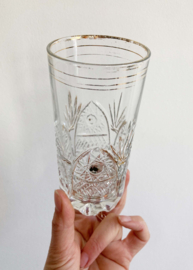 Set vintage longdrink glazen. Retro glaswerk met gouden details