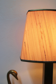 Goudkleurige tafellampje met creme kap. Vintage lamp