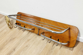 Vintage kapstok met hoedenplank. Retro Mid Century wandkapstok