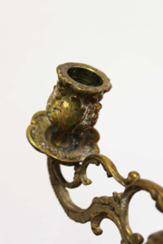 Vintage kandelaar, koper/ messing? Goudkleurige Regency kaarsenhouder