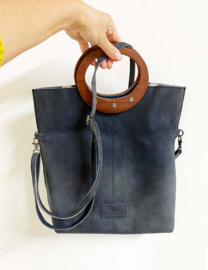 Blauw lederen Micmacbags tas - Lumberjill - Shopper. Leren handtas