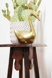 Hoog houten vintage tafeltje. Antieke Art Deco stijl plantentafel.
