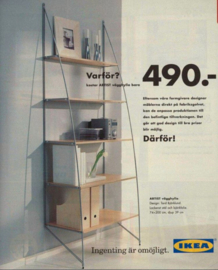 Vintage wandrek met planken, Ikea - Artist.  Retro design boekenkast/ wandsysteem