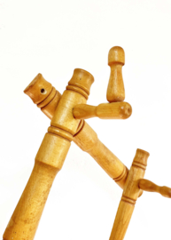 Houten vintage harmonica kapstok. Retro kapstokje / wandrek - Faux Bamboo