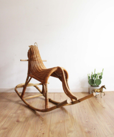 Vintage rotan hobbelpaard, Rohe? Rieten Boho schommel dier