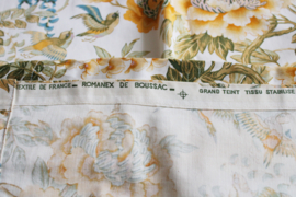 Prachtige Franse gordijnen met vogels en bloemen. Set vintage overgordijnen.