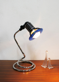 Blauwe vintage spiraallamp - Esto. Retro Memphis stijl lamp, jaren 80
