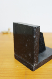 Set Art Deco boekensteunen. Zwart marmeren vintage bookends