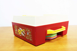 Vintage fisher Price platenspeler met 5 platen. Retro speelgoed / muziekdoos 995