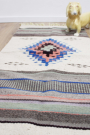 Klein vintage Kelim kleedje. Oosters tapijtje / eclectisch vloerkleed