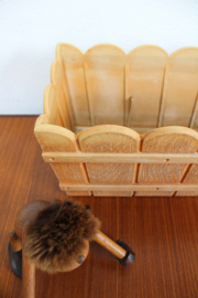 Grote vintage bloembak, EMSA? Retro plantenbak met houtdecor