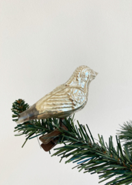 Glazen vintage kerstversiering - vogel. Antieke kerstbal op knijpertje