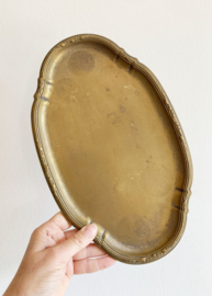 Koperen vintage dienblad met 11 likeur " glaasjes'.
