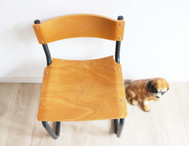 Industriële retro schoolstoel. Hout/metalen vintage slede stoel - Højde