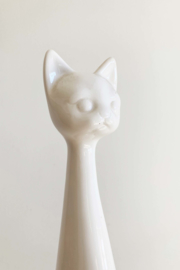 2 aardewerk retro poezen beeldjes. Witte vintage katten.