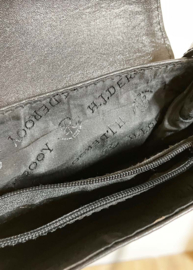 Zwart lederen schoudertas van H.J. de Rooy. Vintage crossbody handtas