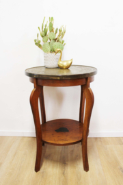 Art Deco rooktafel met koperen/ messing  blad. Houten vintage tafeltje - Amsterdamse school stijl
