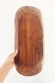 Grote houten vintage schaal met vakken. Boho retro snackschaal