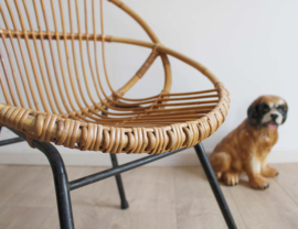 Vintage rotan fauteuil, Rohe Noorwolde. Rieten retro stoeltje