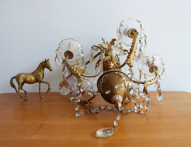 Goudkleurige vintage kroonluchter - "kaarsjes". Hollywood Regency hanglamp