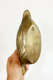Zware messing eend. Goudkleurige vintage vogel beeldje, brass