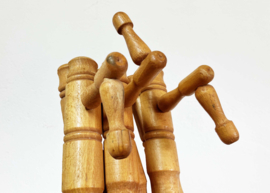 Houten vintage harmonica kapstok. Retro kapstokje / wandrek - Faux Bamboo