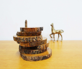 Set rustieke boomstam onderzetters. Houten vintage onderzettertjes