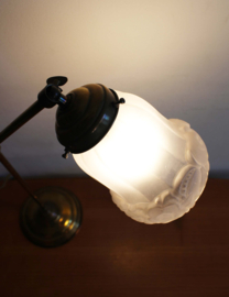 Goudkleurige vintage tafellamp, OMI. Antieke bureaulamp / hengellampje