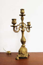 Vintage kandelaar, koper/ messing? Goudkleurige Regency kaarsenhouder