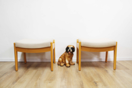 Set van 2 Deense voetenbanken - Farstrup Møbler. Scandinavisch design Ottoman / hocker