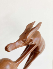 Houten vintage gazelle / antilope?  Handgesneden retro beeldje