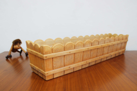 Grote vintage bloembak, EMSA? Retro plantenbak met houtdecor