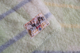 Groene wollen vintage deken van AaBe. Retro sprei - 165 x 216 cm.