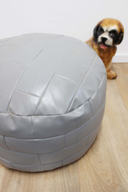 Grijze vintage lapjes poef. Retro patchwork Ottoman/ kussen