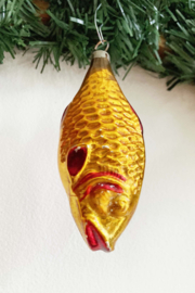 Glazen vintage kerstbal - visje. Antieke kerstversiering/ ornament