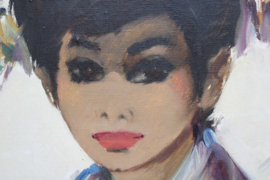 Origineel portret van een vrouw in vintage lijst. Authentiek schilderij,  Willem Jilts Pol?