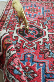 Roze vintage tapijtje / deur / badmat. Handgemaakt kleurrijk vloerkleed.