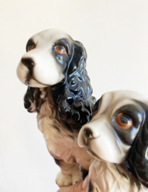2 vintage honden beeldjes, moeder en puppy. Retro hondjes - Cocker-spaniël