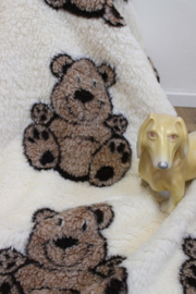 Wollen vintage deken met beertjes. Retro sprei / babydeken