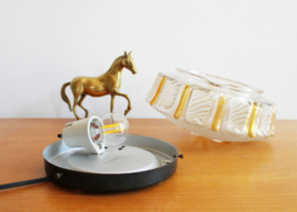 Art Deco stijl plafond / wand lamp. Vintage plafonnière van dik glas.