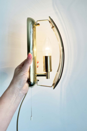 Hollywood Regency lampje,  glas/messing? Gouden vintage wandlamp