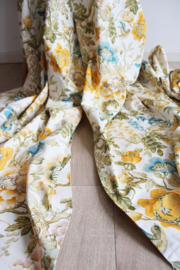 Prachtige Franse gordijnen met vogels en bloemen. Set vintage overgordijnen.