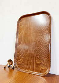 XXL Vintage dienblad met hout decor. Groot retro presenteerblad