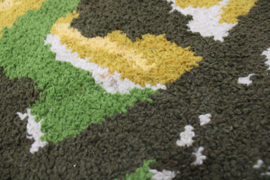 Tof groen / geel vintage vloerkleed. Retro seventies tapijt, Groovy Baby!