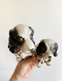 2 vintage honden beeldjes, moeder en puppy. Retro hondjes - Cocker-spaniël