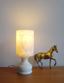 Prachtige albasten tafellamp. Vintage lamp in marmer look.
