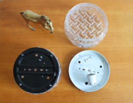 Set van 2 vintage plafonnières van dik glas. Retro plafond / wand lamp - Eickmeier