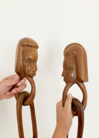 Vintage handgesneden houten vruchtbaarheidsketting. Afrikaanse huwelijksketting