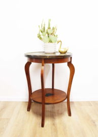 Art Deco rooktafel met koperen/ messing  blad. Houten vintage tafeltje - Amsterdamse school stijl