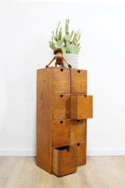 Houten vakkenkastje - Ikea - Moppe. Kleine retro ladekast